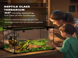Glass Reptile Terrarium Insect Breeding Tank Vivarium Habitats with Thermometer for Lizards, Horned T3398P349997