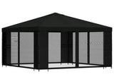 Garden Gazebo with Sidewalls 3 x 3 m Black Polyester and Steel 900370