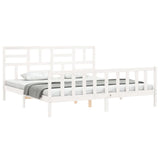 Bed Frame without Mattress White 200x200 cm Solid Wood Pine 3193097