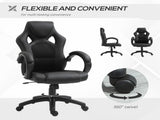 Office Chair Faux Leather Swivel Computer Desk Chair for Home Office with Wheels Armrests Black T3398P328248