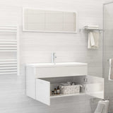 ZNTS 2 Piece Bathroom Furniture Set High Gloss White Engineered Wood 804806