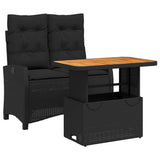 2 Piece Garden Dining Set with Cushions Black Poly Rattan 3277394