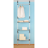 ZNTS Telescopic Wardrobe System with Rods and Shelf Aluminium 321113