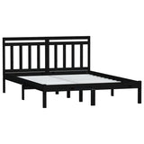 3100573 Bed Frame without Mattress Black Solid Wood 140x190 cm