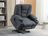 Electric Riser Recliner Armchair Oversized Chair with Cup Holder & Side Pockets for Elderly in T3398P378879