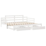 Daybed with Trundle and Drawers without Mattress White 90x200 cm 3302238