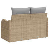 Garden Sofa with Cushion Beige 121 x 62 x 69cm Poly Rattan 42006715