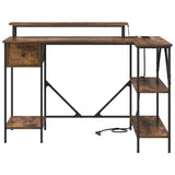 Desk with Drawer Smoked Oak 120 x 79 x 86.5 cm Engineered Wood 859402