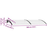 Door Canopy Black and Transparent 144817