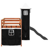 Kids' Loft Bed with Tower White&Black 80x200 cm Solid Wood Pine 3309125
