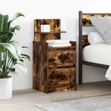 Bedside Cabinet with 2 Drawers Smoked Oak 38x34x80 cm 861363