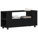 TV Cabinet with Wheels Black Oak 102x34.5x43 cm Engineered Wood 862479