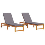 Sun Lounger 2 pcs Brown 53 x 202 x 89cm Solid Acacia wood 3333831