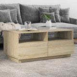 Coffee Table with LED Lights Sonoma Oak 90x49x40 cm 839835