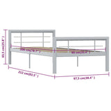 Bed Frame without Mattress Grey and White Metal 90x200 cm 284556