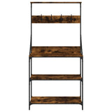 Baker's Rack with Hooks 4-Tier Smoked Oak Engineered Wood 838960