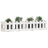 Garden Raised Bed with Fence Design White 150x30x30 cm Solid Wood Pine 832488