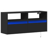 TV Wall Cabinet with LED Lights Black 100x31x45 cm 852335