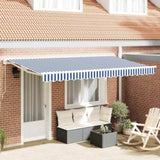 Retractable Awning Manual Blue and White 400x200 cm Fabric 3329763