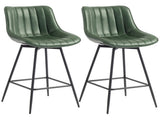 Set of 2 PU Leather Swivel Bar Stools - Dark Green T3398P549987