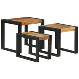 Nesting Table 3 pcs Brown and Black Solid Acacia Wood and Metal 4104728