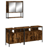 3 Piece Bathroom Furniture Set Smoked Oak Engineered Wood 3214667