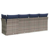 Garden Sofa with Cushion Grey 227 x 62 x 69cm Poly Rattan 366150