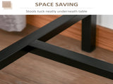 3 Pcs Table Stool Set Industrial Design w/ Metal Frame Oak Tone MDF Panels Minimal Compact Beautiful T3398P328345