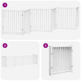 Dog Gate with Door Foldable 6 Panels White 480 cm Poplar Wood 3155733