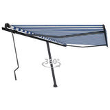 Freestanding Manual Retractable Awning 450x350 cm Blue/White 3069836