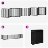 Dog Gate with Door Foldable 10 Panels Black 800 cm Poplar Wood 3155575