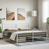 Metal Bed Frame without Mattress with Footboard White 200x200cm 352393