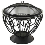 2-in-1 Fire Pit and BBQ with Poker 59x59x60 cm Stainless Steel 313360