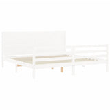 Bed Frame without Mattress White 200x200 cm Solid Wood 3194657
