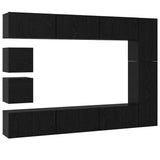 TV Cabinet Set Wall-mounted 10 pcs Black Oak Engineered Wood 3393244