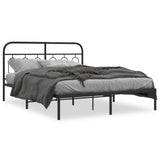 Metal Bed Frame without Mattress with Headboard Black 140x200cm 377118
