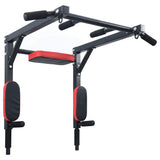 Pull Up Bar Dip Station Black and Red 89 x 59 x 70 cm 42009160