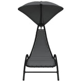 Sun Lounger With Canopy Dark Grey Textilene, Fabric, Steel 362707