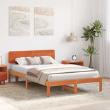 Bed Frame with Headboard Wax Brown 120 x 190 cm Solid Pine Wood 872118