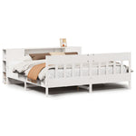 ZNTS Bookcase Bed without Mattress White 200x200cm Solid Wood Pine 3323171