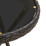Tea Table Brown 60 cm Poly Rattan and Tempered Glass 310560