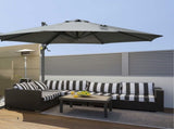 3 Offset Parasol Cantilever Hanging Umbrella 360&deg Rotation w/ Base Dark Grey T3398P314228