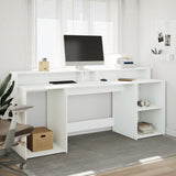 ZNTS Desk with LED Lights White 200x55x91 cm Engineered Wood 3309438