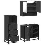 ZNTS 3 Piece Bathroom Furniture Set Black Engineered Wood 3301055