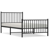 Metal Bed Frame without Mattress with Footboard Black 100x200cm 350877