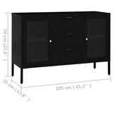 Sideboard Black Steel, tempered glass Medium Sideboard 336076