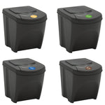 Stackable Garbage Bin Boxes 4 pcs Grey 100 L Polypropylene 152200