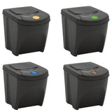 Stackable Garbage Bin Boxes 4 pcs Grey 100 L Polypropylene 152200
