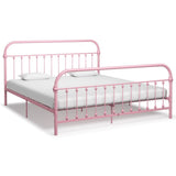 284515 Bed Frame without Mattress Pink Metal 180x200 cm Super King