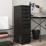 Rolling Cabinet with Drawers MOSS Black Solid Wood Pine 4015786